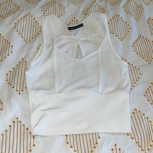 White cutout/textured crop top